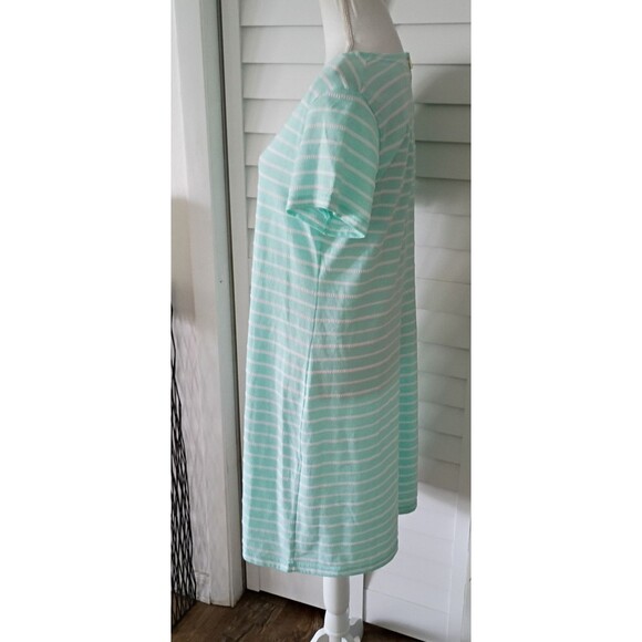 Sail to Sable cabbage short sleeve striped day dress gold exposed zipper L - Picture 7 of 9